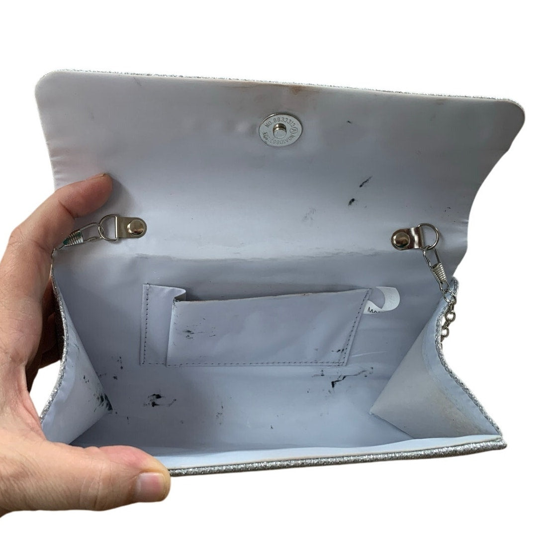 lovyoCoCo Silver Glitter Evening Bag Clutch Purses Sparkling Party Handbag