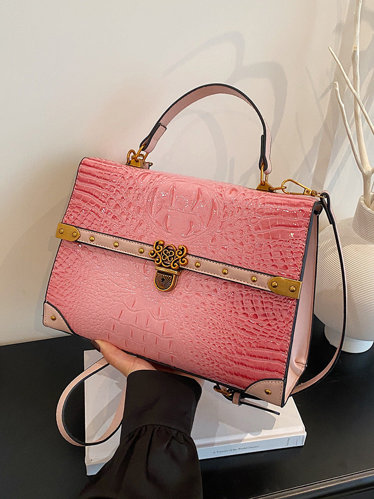 Large-Capacity Women's Handbag – Crocodile Pattern PU Leather Purse