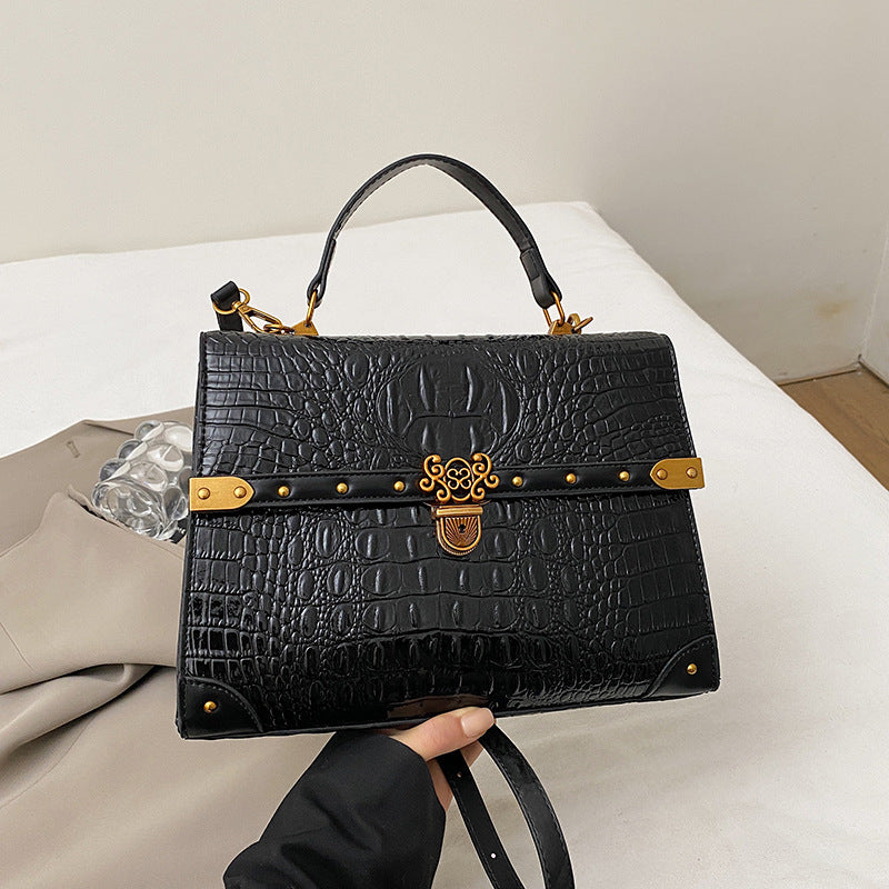 Large-Capacity Women's Handbag – Crocodile Pattern PU Leather Purse