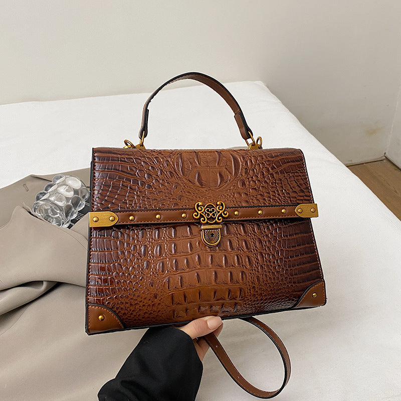 Large-Capacity Women's Handbag – Crocodile Pattern PU Leather Purse
