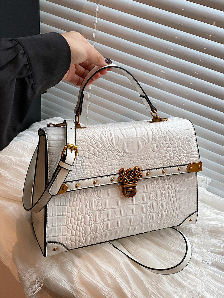 Large-Capacity Women's Handbag – Crocodile Pattern PU Leather Purse