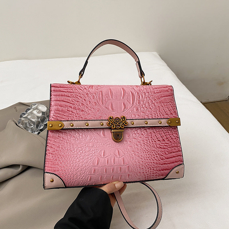 Large-Capacity Women's Handbag – Crocodile Pattern PU Leather Purse