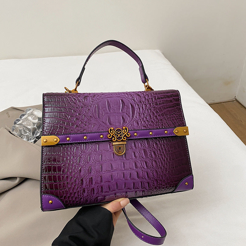 Large-Capacity Women's Handbag – Crocodile Pattern PU Leather Purse